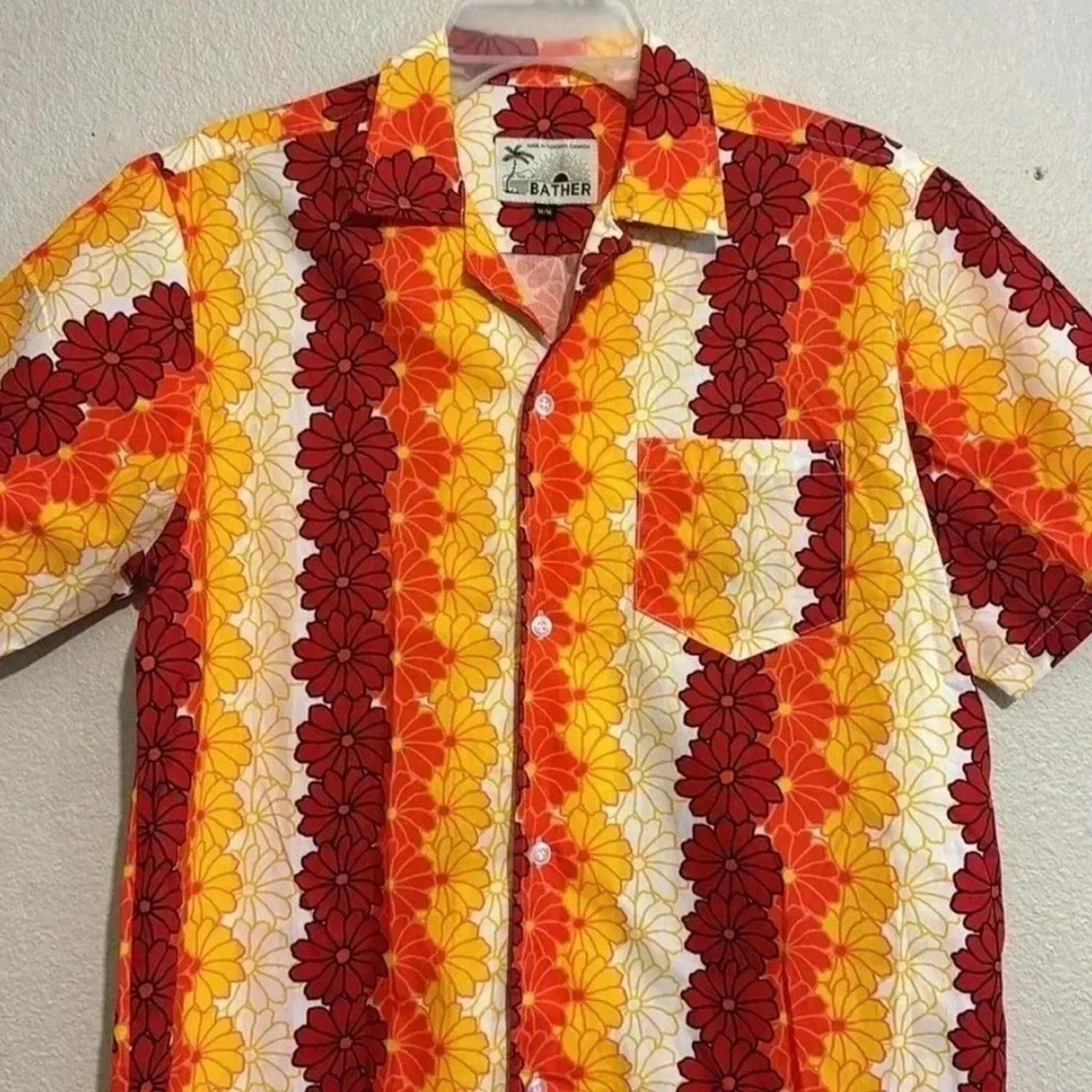 Bather Men’s Hawaiian (Floral) Casual Button Down Collared Shirt
